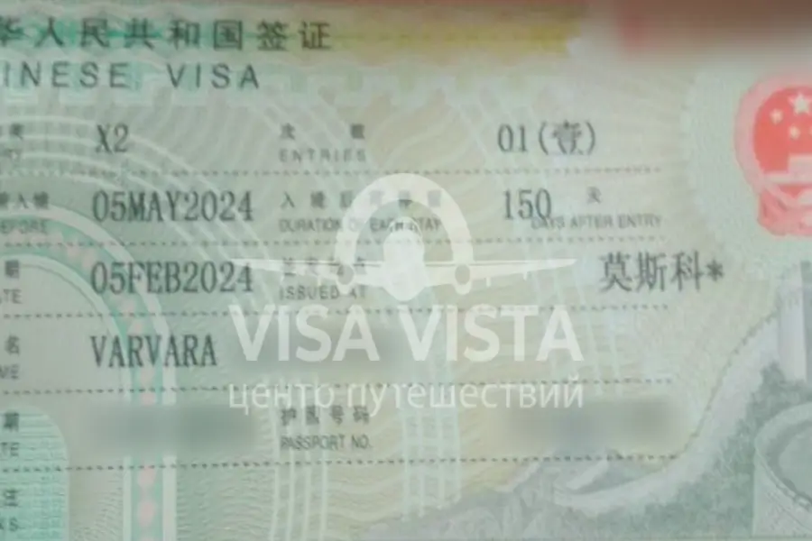 Как выглядит виза в Китай категории L, M, Z, X1/X2?